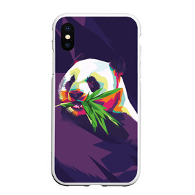Чехол для iPhone XS Max матовый с принтом Панда  с бамбуком в Белгороде, Силикон | Область печати: задняя сторона чехла, без боковых панелей | живопись | животное | медведь | панда | японский мишка