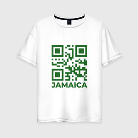 Женская футболка хлопок Oversize с принтом QR Jamaica в Белгороде, 100% хлопок | свободный крой, круглый ворот, спущенный рукав, длина до линии бедер
 | coronavirus | covid | covid19 | qr code | qr код | sputnik | вакцина | вакцинация | вирус | здоровье | изоляция | иммунитет | карантин | ковид | код | корона | коронавирус | маркировка | маска | матрица | п | пандемия