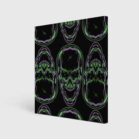 Холст квадратный с принтом Skulls vanguard pattern 2077 в Белгороде, 100% ПВХ |  | fashion | hype | neon | pattern | skull | vanguard | авангард | неон | узор | хайп | череп
