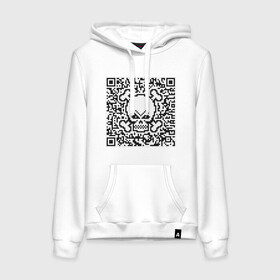 Женская толстовка хлопок с принтом QR Skull в Белгороде, френч-терри, мягкий теплый начес внутри (100% хлопок) | карман-кенгуру, эластичные манжеты и нижняя кромка, капюшон с подкладом и шнурком | coronavirus | covid | covid19 | qr code | qr код | sputnik | вакцина | вакцинация | вирус | здоровье | изоляция | иммунитет | карантин | ковид | код | корона | коронавирус | маркировка | маска | матрица | п | пандемия