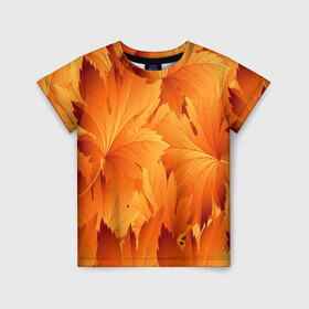 Детская футболка 3D с принтом Кленовая сладость в Белгороде, 100% гипоаллергенный полиэфир | прямой крой, круглый вырез горловины, длина до линии бедер, чуть спущенное плечо, ткань немного тянется | желтый | клен | кленовый лист | лист | листопад | листья | оранжевый | осень