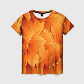 Женская футболка 3D с принтом Кленовая сладость в Белгороде, 100% полиэфир ( синтетическое хлопкоподобное полотно) | прямой крой, круглый вырез горловины, длина до линии бедер | желтый | клен | кленовый лист | лист | листопад | листья | оранжевый | осень