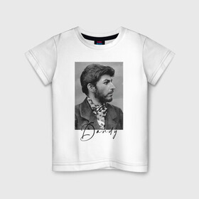 Детская футболка хлопок с принтом Молодой Сталин   пижон в Белгороде, 100% хлопок | круглый вырез горловины, полуприлегающий силуэт, длина до линии бедер | chief | dandy | dictator | dude | hype | stalin | вождь | диктатор | пижон | сталин | хайп | щёголь