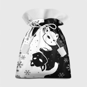 Подарочный 3D мешок с принтом Новогодние два кота кувыркаются в Белгороде, 100% полиэстер | Размер: 29*39 см | Тематика изображения на принте: happy new year | merry christmas | зима близко | кот | коты | коты кувыркаются | котэ | новогодние коты | новогодний кот | снег | снежинки