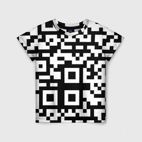 Детская футболка 3D с принтом qr code куаркод в Белгороде, 100% гипоаллергенный полиэфир | прямой крой, круглый вырез горловины, длина до линии бедер, чуть спущенное плечо, ткань немного тянется | Тематика изображения на принте: covid | qr code | антикороновирус | ковид | куаркод | привика