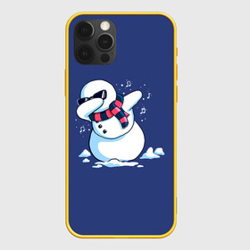 Чехол для iPhone 12 Pro с принтом Dab Snowman in a scarf в Белгороде, силикон | область печати: задняя сторона чехла, без боковых панелей | Тематика изображения на принте: 2022 | 22 | christmas | dab | dub | new | notes | scarf | snow | snowman | snowy | woman | year | баба | год | даб | новый | ноты | очки | рождество | снег | снеговик | снежная | шарф