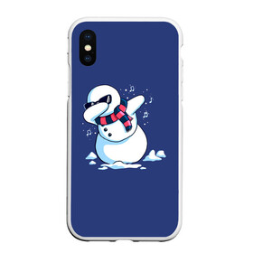 Чехол для iPhone XS Max матовый с принтом Dab Snowman in a scarf в Белгороде, Силикон | Область печати: задняя сторона чехла, без боковых панелей | Тематика изображения на принте: 2022 | 22 | christmas | dab | dub | new | notes | scarf | snow | snowman | snowy | woman | year | баба | год | даб | новый | ноты | очки | рождество | снег | снеговик | снежная | шарф