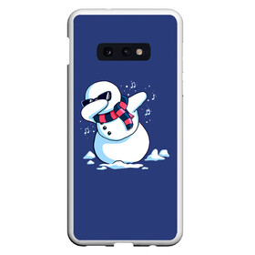 Чехол для Samsung S10E с принтом Dab Snowman in a scarf в Белгороде, Силикон | Область печати: задняя сторона чехла, без боковых панелей | Тематика изображения на принте: 2022 | 22 | christmas | dab | dub | new | notes | scarf | snow | snowman | snowy | woman | year | баба | год | даб | новый | ноты | очки | рождество | снег | снеговик | снежная | шарф