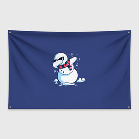 Флаг-баннер с принтом Dab Snowman in a scarf в Белгороде, 100% полиэстер | размер 67 х 109 см, плотность ткани — 95 г/м2; по краям флага есть четыре люверса для крепления | 2022 | 22 | christmas | dab | dub | new | notes | scarf | snow | snowman | snowy | woman | year | баба | год | даб | новый | ноты | очки | рождество | снег | снеговик | снежная | шарф