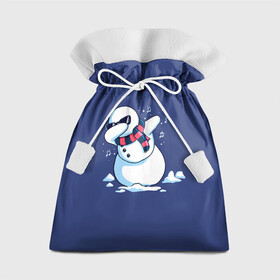 Подарочный 3D мешок с принтом Dab Snowman in a scarf в Белгороде, 100% полиэстер | Размер: 29*39 см | 2022 | 22 | christmas | dab | dub | new | notes | scarf | snow | snowman | snowy | woman | year | баба | год | даб | новый | ноты | очки | рождество | снег | снеговик | снежная | шарф