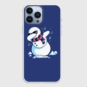 Чехол для iPhone 13 Pro Max с принтом Dab Snowman in a scarf в Белгороде,  |  | Тематика изображения на принте: 2022 | 22 | christmas | dab | dub | new | notes | scarf | snow | snowman | snowy | woman | year | баба | год | даб | новый | ноты | очки | рождество | снег | снеговик | снежная | шарф