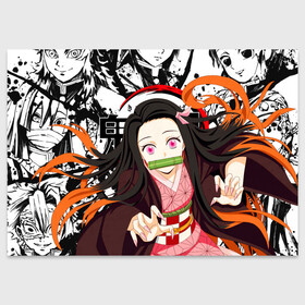 Поздравительная открытка с принтом Nezuko Kimetsu no Yaiba в Белгороде, 100% бумага | плотность бумаги 280 г/м2, матовая, на обратной стороне линовка и место для марки
 | Тематика изображения на принте: anime | demon slayer | kimetsu no yaiba | nezuko | аниме | клинок рассекающий демонов | клинок уничтожающий демонов | манга | нэдзуко