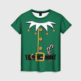 Женская футболка 3D с принтом Christmas Elf Outfit в Белгороде, 100% полиэфир ( синтетическое хлопкоподобное полотно) | прямой крой, круглый вырез горловины, длина до линии бедер | christmas | claus | clothes | deer | elf | frost | helpers | new | north | outfit | pole | santa | year | год | дед | клаус | мороз | новый | одежда | олени | полюс | помощники | рождественский | рождество | санта | санты | северный | эльф