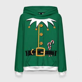 Женская толстовка 3D с принтом Christmas Elf Outfit в Белгороде, 100% полиэстер  | двухслойный капюшон со шнурком для регулировки, мягкие манжеты на рукавах и по низу толстовки, спереди карман-кенгуру с мягким внутренним слоем. | christmas | claus | clothes | deer | elf | frost | helpers | new | north | outfit | pole | santa | year | год | дед | клаус | мороз | новый | одежда | олени | полюс | помощники | рождественский | рождество | санта | санты | северный | эльф