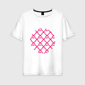 Женская футболка хлопок Oversize с принтом Круг привидений в Белгороде, 100% хлопок | свободный крой, круглый ворот, спущенный рукав, длина до линии бедер
 | праздник | привидение | призрак | розовый | хеллоуин | хэллоуин