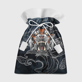 Подарочный 3D мешок с принтом Рычащий Тигр в японском стиле в Белгороде, 100% полиэстер | Размер: 29*39 см | Тематика изображения на принте: волны | символ года | тигр | хищник | япония