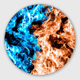 Круглый коврик для мышки с принтом Огненное пламя в Белгороде, резина и полиэстер | круглая форма, изображение наносится на всю лицевую часть | blue fire | blue flame | fire | fire and ice | fire and water | flame | neon | в огне | горящий | инь ян | инь янь | искры | неон | неоновый огонь | огненный | огонь | огонь и вода | огонь и лед | пламя | пожар | противостояние