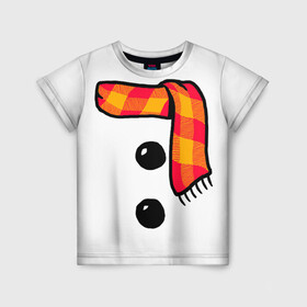 Детская футболка 3D с принтом Snowman Outfit в Белгороде, 100% гипоаллергенный полиэфир | прямой крой, круглый вырез горловины, длина до линии бедер, чуть спущенное плечо, ткань немного тянется | attributes | buttons | christmas | new | scarf | snow | snowman | snowy | woman | year | атрибутика | баба | год | новый | пуговица | пуговицы | рождество | снег | снеговик | снежная | шарф