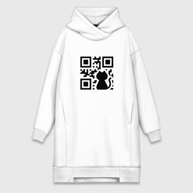 Платье-худи хлопок с принтом CAT QR CODE в Белгороде,  |  | cat | cats | meow | qr code | qr код | qrcode | qrкод | quick response code | кот | котик | котики | коты | кошка | кошки | куар | куар код | кью ар код | матричных штриховых кодов | мяу | штриховых кодов