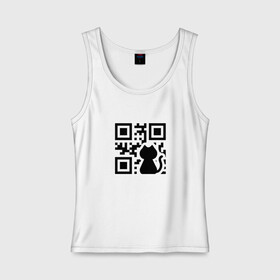 Женская майка хлопок с принтом CAT QR CODE в Белгороде, 95% хлопок, 5% эластан |  | cat | cats | meow | qr code | qr код | qrcode | qrкод | quick response code | кот | котик | котики | коты | кошка | кошки | куар | куар код | кью ар код | матричных штриховых кодов | мяу | штриховых кодов