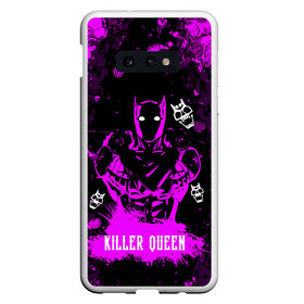 Чехол для Samsung S10E с принтом JOJO   KILLER QUEEN   КОРОЛЕВА УБИЙЦА   АРТ в Белгороде, Силикон | Область печати: задняя сторона чехла, без боковых панелей | adventure | jojo | jojos bizarre | jojos bizarre adventure | killer queen | pattern | yare yare daze | аниме | брызги | джоджо | манга | розовый | узор | яре яре дазе