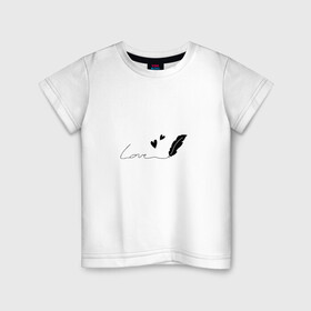 Детская футболка хлопок с принтом Перо с надписью в Белгороде, 100% хлопок | круглый вырез горловины, полуприлегающий силуэт, длина до линии бедер | волшебство | девушке | надпись | перо | подарок