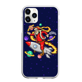 Чехол для iPhone 11 Pro матовый с принтом Санта Клаус на ракете   Santa on a rocket ship в Белгороде, Силикон |  | Тематика изображения на принте: christmas | santa | space | дед мороз | космос | новый год | планета | ракета | рождество | санта