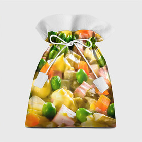 Подарочный 3D мешок с принтом Весь в оливье в Белгороде, 100% полиэстер | Размер: 29*39 см | salat | новый год | оливье | салат