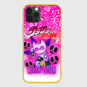 Чехол для iPhone 12 Pro с принтом JOJO   KILLER QUEEN   КОРОЛЕВА УБИЙЦА   GRADIENT в Белгороде, силикон | область печати: задняя сторона чехла, без боковых панелей | adventure | jojo | jojos bizarre | jojos bizarre adventure | killer queen | pattern | yare yare daze | аниме | брызги | джоджо | манга | узор | яре яре дазе