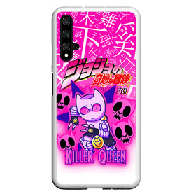 Чехол для Honor 20 с принтом JOJO   KILLER QUEEN   КОРОЛЕВА УБИЙЦА   GRADIENT в Белгороде, Силикон | Область печати: задняя сторона чехла, без боковых панелей | Тематика изображения на принте: adventure | jojo | jojos bizarre | jojos bizarre adventure | killer queen | pattern | yare yare daze | аниме | брызги | джоджо | манга | узор | яре яре дазе