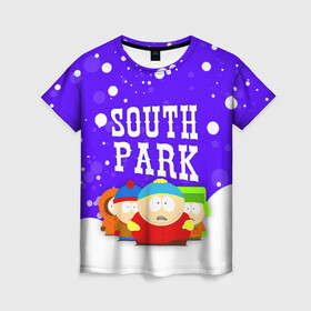 Женская футболка 3D с принтом SOUTH PARK   ЮЖНЫЙ ПАРК в Белгороде, 100% полиэфир ( синтетическое хлопкоподобное полотно) | прямой крой, круглый вырез горловины, длина до линии бедер | eric cartman | park | south | south park | кайл | картман | картмен | кени | кеннет | кенни | они убили кени | парк | саус парк | сволочи | стэнли | эрик | южный | южный парк