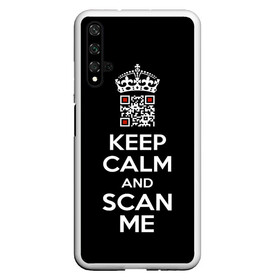 Чехол для Honor 20 с принтом Keep calm and scan me: fuck off в Белгороде, Силикон | Область печати: задняя сторона чехла, без боковых панелей | crown | cute | keep calm and scan me | qr code | qr код | royal motto | королевский девиз | корона | милый | пошел ты | успокойся и просканируй меня