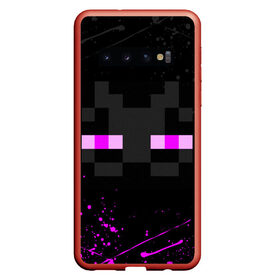 Чехол для Samsung Galaxy S10 с принтом MINECRAFT ЭНДЕРМЕН ЛИЦО БРЫЗГИ КРАСОК в Белгороде, Силикон | Область печати: задняя сторона чехла, без боковых панелей | Тематика изображения на принте: 2022 | block | creeper | cube | minecraft | piggy | pixel | tnt | блок | гаст | геометрия | дед мороз | крафт | крипер | кубики | майнкрафт | новогодний minecraft | новогодний майнкрафт | новый год | пиксели | санта клаус | свинья | тнт