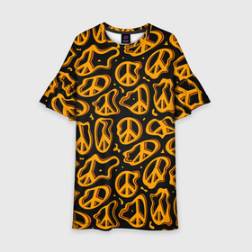 Детское платье 3D с принтом Пацифик. Знак мира в Белгороде, 100% полиэстер | прямой силуэт, чуть расширенный к низу. Круглая горловина, на рукавах — воланы | Тематика изображения на принте: pacific | peace | жест | знак | мир | мирный | пацифик | пис
