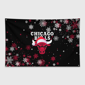 Флаг-баннер с принтом НОВОГОДНИЙ CHICAGO BULLS 2022 СНЕЖИНКИ в Белгороде, 100% полиэстер | размер 67 х 109 см, плотность ткани — 95 г/м2; по краям флага есть четыре люверса для крепления | 2022 | 23 | basketball | bulls | chicago bulls | jordan | logo | michael jordan | nba | red | sport | баскетбол | быки | джордан | лого | майкл джордан | новогодний чикаго булс | новый год | спорт | чикаго буллс | чикаго булс новый год