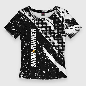 Женская футболка 3D Slim с принтом SnowRunner Logo в Белгороде,  |  | Тематика изображения на принте: race | snowrunner | гонки | гонки по бездорожью | гоночные игры | зимние гонки | снежные гонки | снежный бегун | сноу раннер | сноураннер