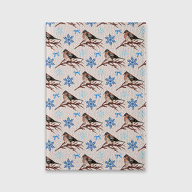 Обложка для паспорта матовая кожа с принтом Снегири зима в Белгороде, натуральная матовая кожа | размер 19,3 х 13,7 см; прозрачные пластиковые крепления | зима | зимняя птица | новый год | ноговодняя | птица | птичка | снегирь | холод