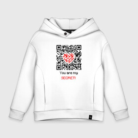 Детское худи Oversize хлопок с принтом QR Love в Белгороде, френч-терри — 70% хлопок, 30% полиэстер. Мягкий теплый начес внутри —100% хлопок | боковые карманы, эластичные манжеты и нижняя кромка, капюшон на магнитной кнопке | 19 | code | corona | covid | heart | like | love | meme | memes | ncov | ncov19 | qr | quick | response | secret | virus | антивирус | антикоронавирус | быстрый | вирус | ковид | код | корона | коронавирус | лайк | любовь | мем | мемы | отклик