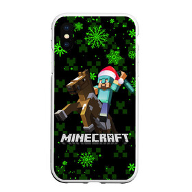 Чехол для iPhone XS Max матовый с принтом MINECRAFT НОВОГОДНИЙ КРИПЕРЫ в Белгороде, Силикон | Область печати: задняя сторона чехла, без боковых панелей | 2022 | block | creeper | cube | minecraft | piggy | pixel | tnt | блок | гаст | геометрия | дед мороз | крафт | крипер | кубики | майнкрафт | новогодний minecraft | новогодний майнкрафт | новый год | пиксели | санта клаус | свинья | тнт