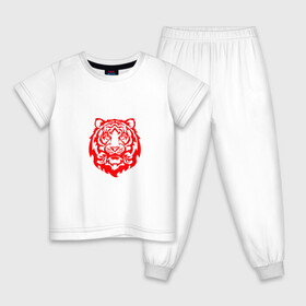 Детская пижама хлопок с принтом Символ года (тигренок красный) в Белгороде, 100% хлопок |  брюки и футболка прямого кроя, без карманов, на брюках мягкая резинка на поясе и по низу штанин
 | 2022 | девушке | новый год | подарок | символ года | тигр | тигренок