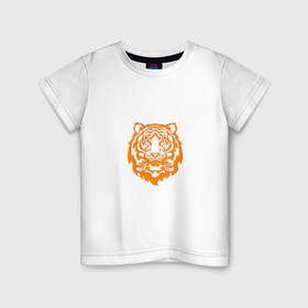 Детская футболка хлопок с принтом Символ года (тигренок оранжевый) в Белгороде, 100% хлопок | круглый вырез горловины, полуприлегающий силуэт, длина до линии бедер | 2022 | новый год | подарок | символ года | тигр | тигренок