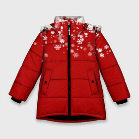 Зимняя куртка для девочек 3D с принтом Рождественские снежинки в Белгороде, ткань верха — 100% полиэстер; подклад — 100% полиэстер, утеплитель — 100% полиэстер. | длина ниже бедра, удлиненная спинка, воротник стойка и отстегивающийся капюшон. Есть боковые карманы с листочкой на кнопках, утяжки по низу изделия и внутренний карман на молнии. 

Предусмотрены светоотражающий принт на спинке, радужный светоотражающий элемент на пуллере молнии и на резинке для утяжки. | 2021 | 2022 | happy new year 2022 | новогодние снежинки | новый год | новый год 2022 | рождественские снежинки | рождество | снежинки