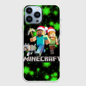 Чехол для iPhone 13 Pro Max с принтом НОВОГОДНИЙ MINECRAFT ГЕРОИ ИГРЫ в Белгороде,  |  | 2022 | block | creeper | cube | minecraft | piggy | pixel | tnt | блок | гаст | геометрия | дед мороз | крафт | крипер | кубики | майнкрафт | новогодний minecraft | новогодний майнкрафт | новый год | пиксели | санта клаус | свинья | тнт