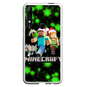 Чехол для Honor P Smart Z с принтом НОВОГОДНИЙ MINECRAFT ГЕРОИ ИГРЫ в Белгороде, Силикон | Область печати: задняя сторона чехла, без боковых панелей | 2022 | block | creeper | cube | minecraft | piggy | pixel | tnt | блок | гаст | геометрия | дед мороз | крафт | крипер | кубики | майнкрафт | новогодний minecraft | новогодний майнкрафт | новый год | пиксели | санта клаус | свинья | тнт