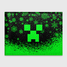 Обложка для студенческого билета с принтом НОВОГОДНИЙ КРИПЕР МАЙНКРАФТ ЗЕЛЁНЫЙ в Белгороде, натуральная кожа | Размер: 11*8 см; Печать на всей внешней стороне | 2022 | block | creeper | cube | minecraft | piggy | pixel | tnt | блок | гаст | геометрия | дед мороз | крафт | крипер | кубики | майнкрафт | новогодний minecraft | новогодний майнкрафт | новый год | пиксели | санта клаус | свинья | тнт