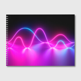 Альбом для рисования с принтом Лучи света pink theme в Белгороде, 100% бумага
 | матовая бумага, плотность 200 мг. | абстрактные | волна | волна света | излучение | киберпанк | лучи | лучи света | неон | неоновые принты | рисунок | свет