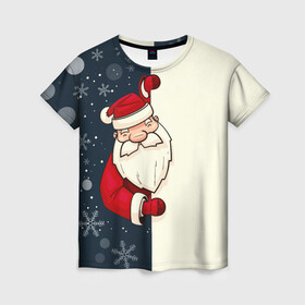 Женская футболка 3D с принтом Привет Дед Мороз в Белгороде, 100% полиэфир ( синтетическое хлопкоподобное полотно) | прямой крой, круглый вырез горловины, длина до линии бедер | 2022 | год | дед | мороз | новый | праздник | привет