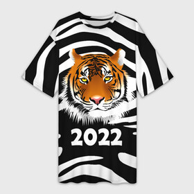 Платье-футболка 3D с принтом Символ 2022 Новогодний Тигр Полосатый  Tiger в Белгороде,  |  | 2022 | black | cat | christmas | merry | new year | tiger | xmas | водяной | год тигра | животные | кот | кошки | новый год | паттерн | полосатый | рождество | снег | снежинки | тигры | узор | цветы | черный