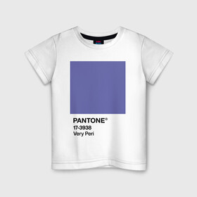 Детская футболка хлопок с принтом Цвет Pantone 2022 года - Very Peri в Белгороде, 100% хлопок | круглый вырез горловины, полуприлегающий силуэт, длина до линии бедер | Тематика изображения на принте: pantone | very peri | violet | графический дизайн | дизайн | дизайнерский мем | дизигн | дизигнер | мем | пантон | сиреневый | фиолетовый | цвет 2022 года | цвет года | цвет пантон