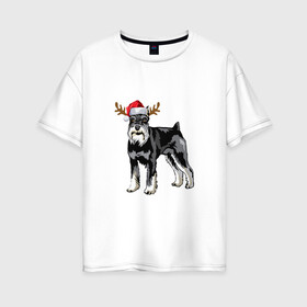 Женская футболка хлопок Oversize с принтом New Year - Dog в Белгороде, 100% хлопок | свободный крой, круглый ворот, спущенный рукав, длина до линии бедер
 | 2022 | christmas | claus | dog | new year | santa | snow | tiger | winter | год тигра | дед мороз | елка | животные | зима | мороз | новый год | олень | пёс | подарок | праздник | рождество | санта клаус | снег | снеговик | снегурочка